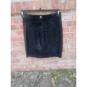 Vintage 90s Black Suede Mini Skirt Genuine Leather High Rise Size 9/10 Goth Punk
